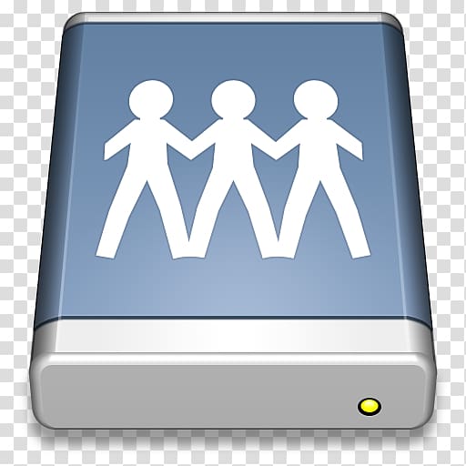 three white stickman figures, blue text brand sign, File Server transparent background PNG clipart
