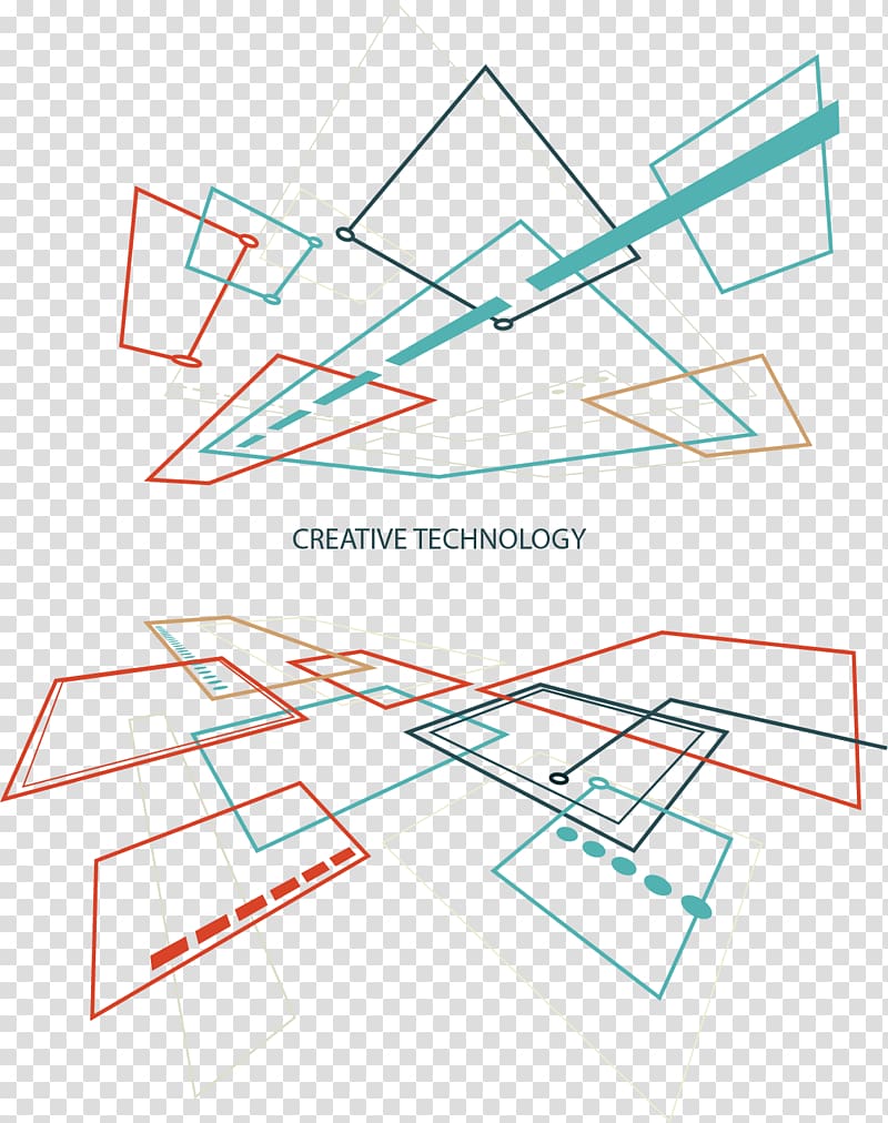 Creative Technology logo, Geometric lines technology background transparent background PNG clipart