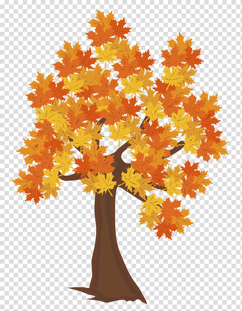 orange and yellow maple tree illustratio, Tree Autumn Computer file, Fall Tree transparent background PNG clipart