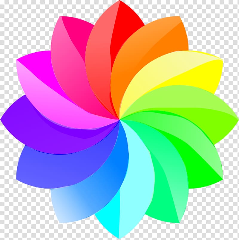 Rainbow Flower , Colorful rotating color transparent background PNG clipart