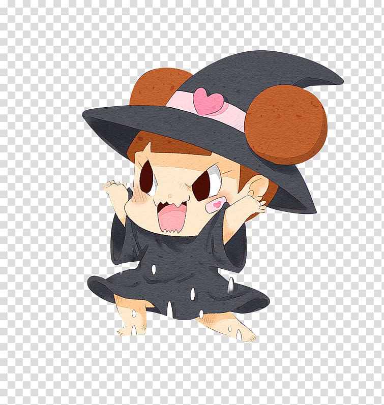 Cartoon Witchcraft, Halloween Cartoon cute little witch transparent background PNG clipart