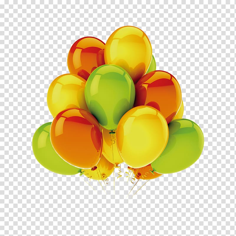 Balloon Birthday Party, Yellow balloons green balloons transparent background PNG clipart