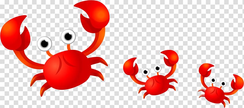 three red crab illustrations, Crab , Cute crab transparent background PNG clipart