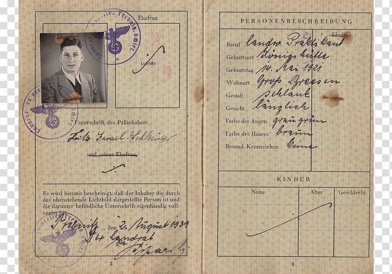 Nazi Germany Second World War The Holocaust Document, stamp passport transparent background PNG clipart