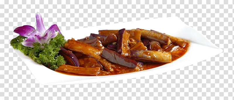 Eggplant Braising Hot pot Mapo doufu, Delicious fish-flavored eggplant transparent background PNG clipart