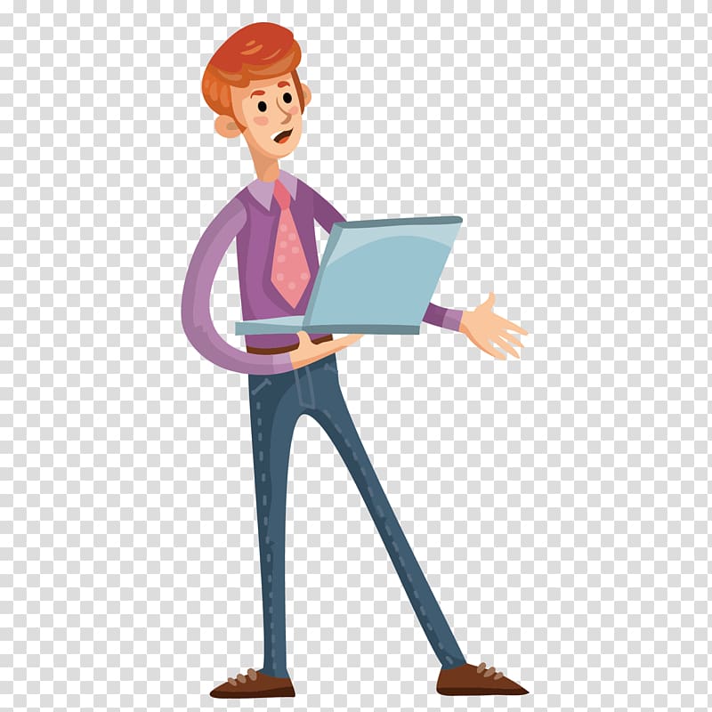 Laptop Computer , The man with the computer in the transparent background PNG clipart