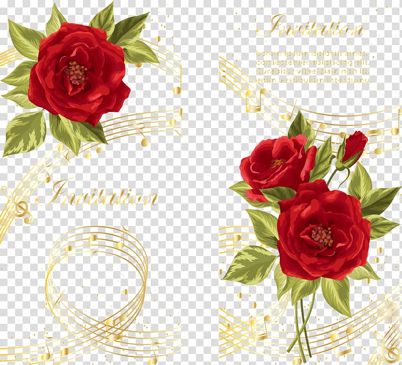 Musical note Rose , European-style roses and notes transparent background PNG clipart