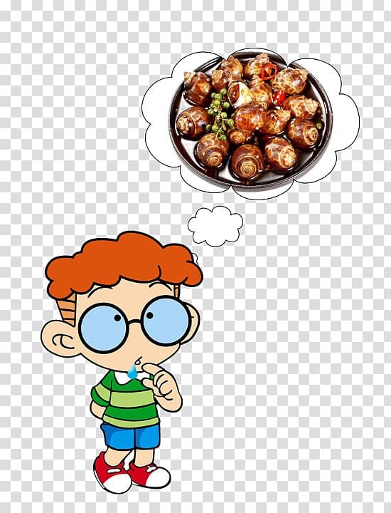 Cartoon Animation , I want to eat fried snail transparent background PNG clipart