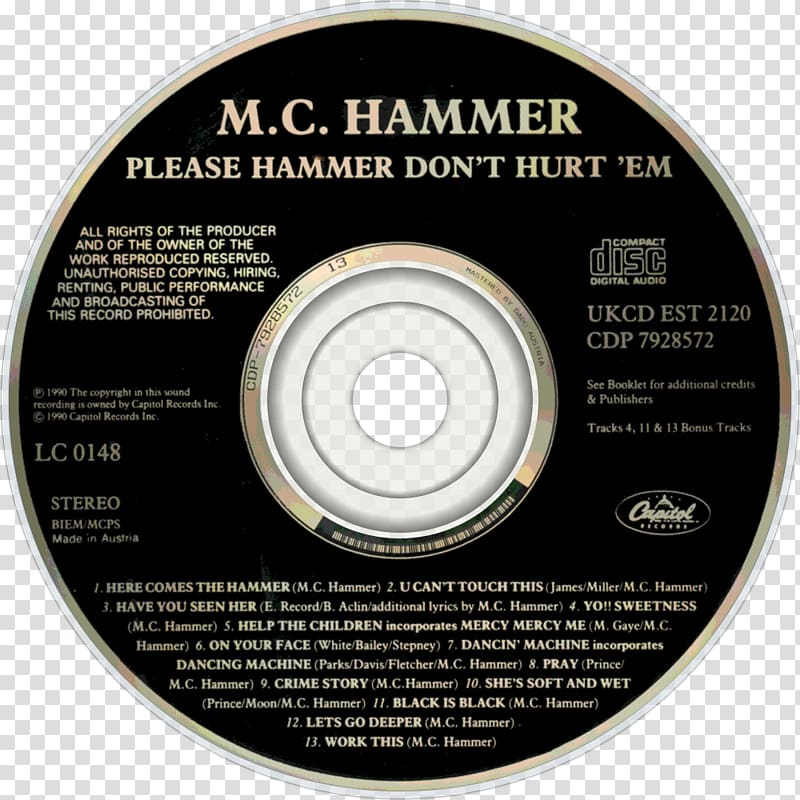 Compact disc Brand Disk storage, MC HAMMER transparent background PNG clipart