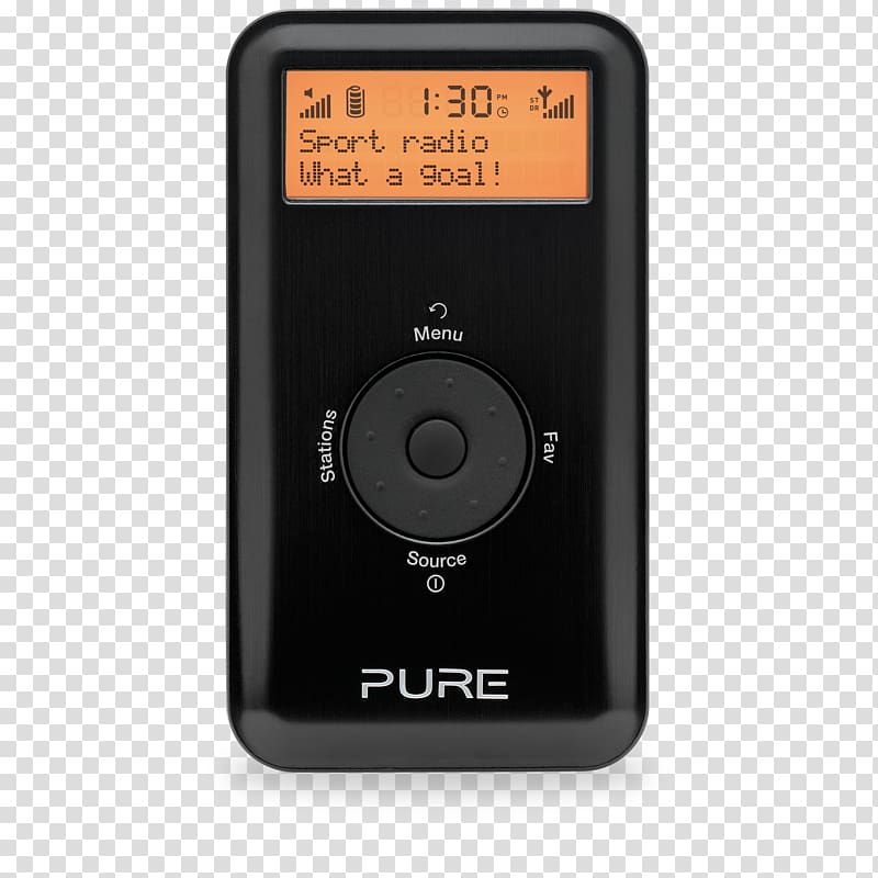 Portable media player Multimedia DAB+ Pocket Radio Pure Move 2500 Rechargeable Black Product design Digital audio broadcasting, pure black transparent background PNG clipart