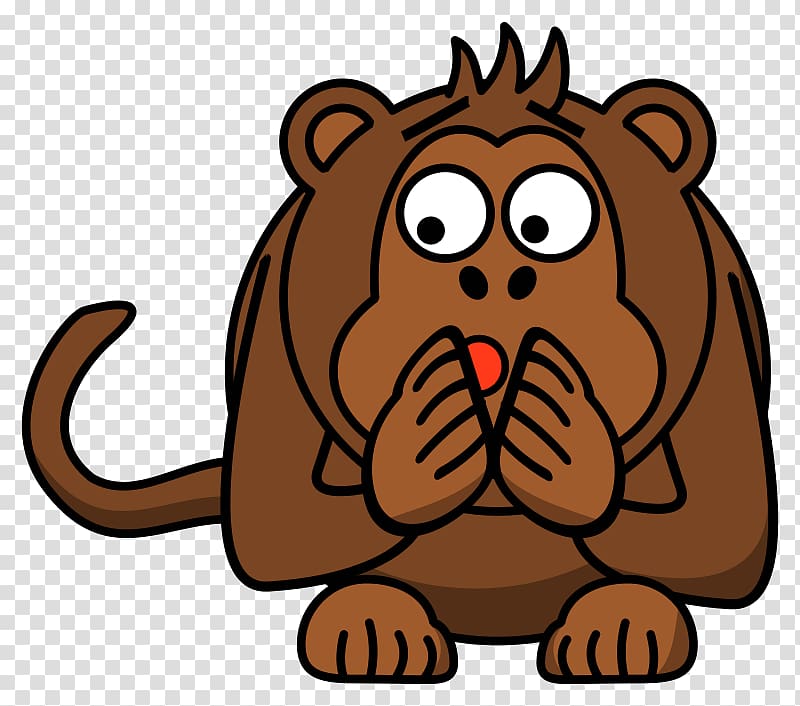 Monkey Cartoon Orangutan , Terrified transparent background PNG clipart