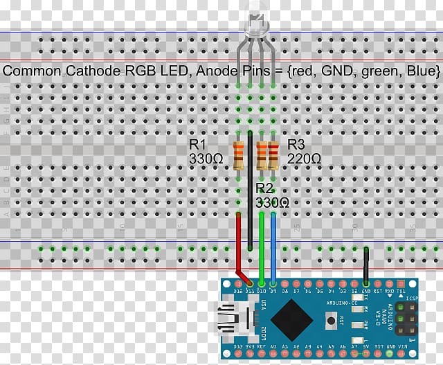 Arduino Light-emitting diode Wiring diagram Electronic circuit RGB color model, color circuit board transparent background PNG clipart