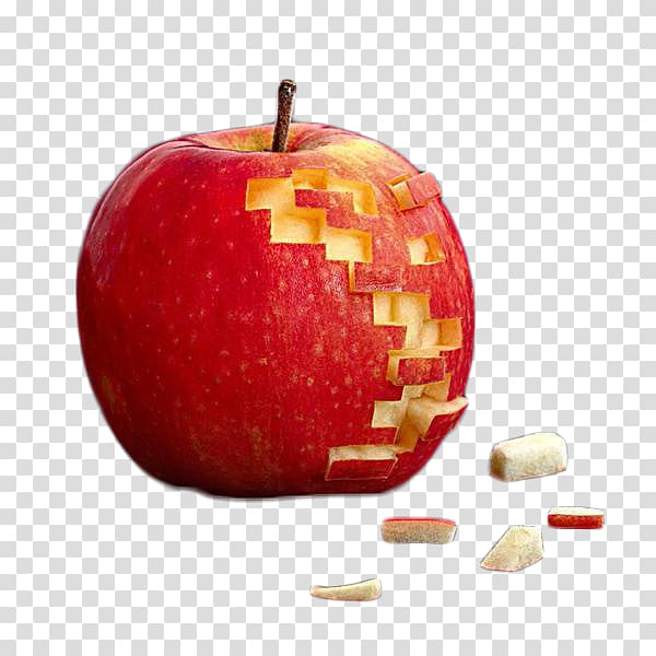 Vegetable carving Fruit carving Food Apple, The cut material red apple transparent background PNG clipart