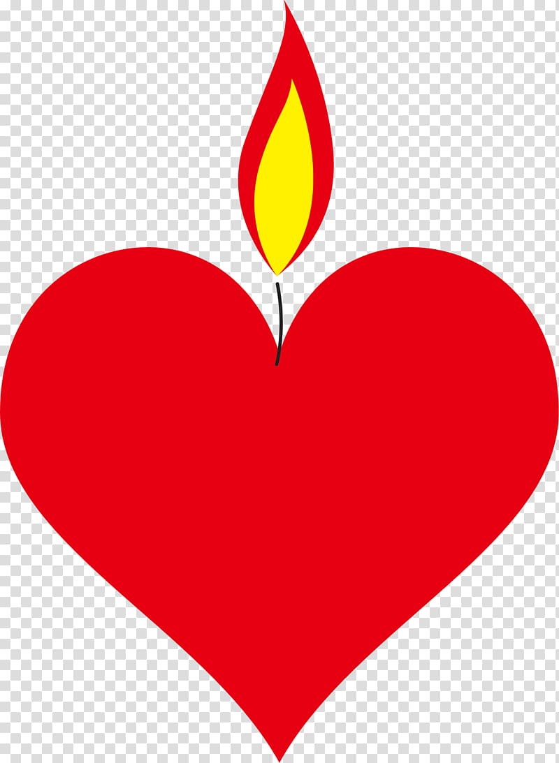 red heart candle , Heart Combustion Flame, Burning heart transparent background PNG clipart