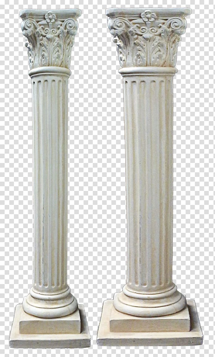 two white pedestal columns, Column Ancient Greek architecture Classical order Corinthian order, Column transparent background PNG clipart