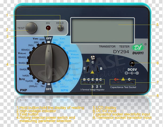 Multimeter Transistor tester Semiconductor Electricity, Multilayer Insulation transparent background PNG clipart