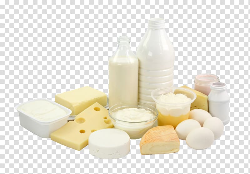 assorted-dairy products , Milk Dairy product Protein Food, Cheese and egg flour transparent background PNG clipart