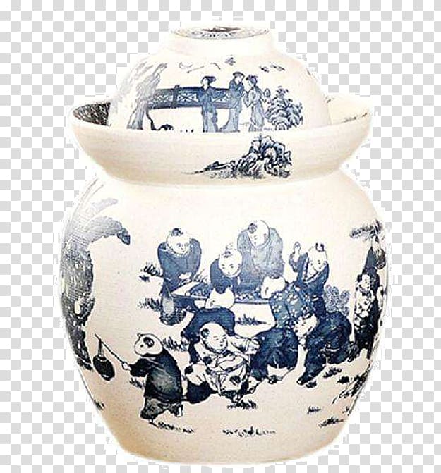 Jingdezhen Ceramic Blue and white pottery Vase, Ceramic pickle jar transparent background PNG clipart