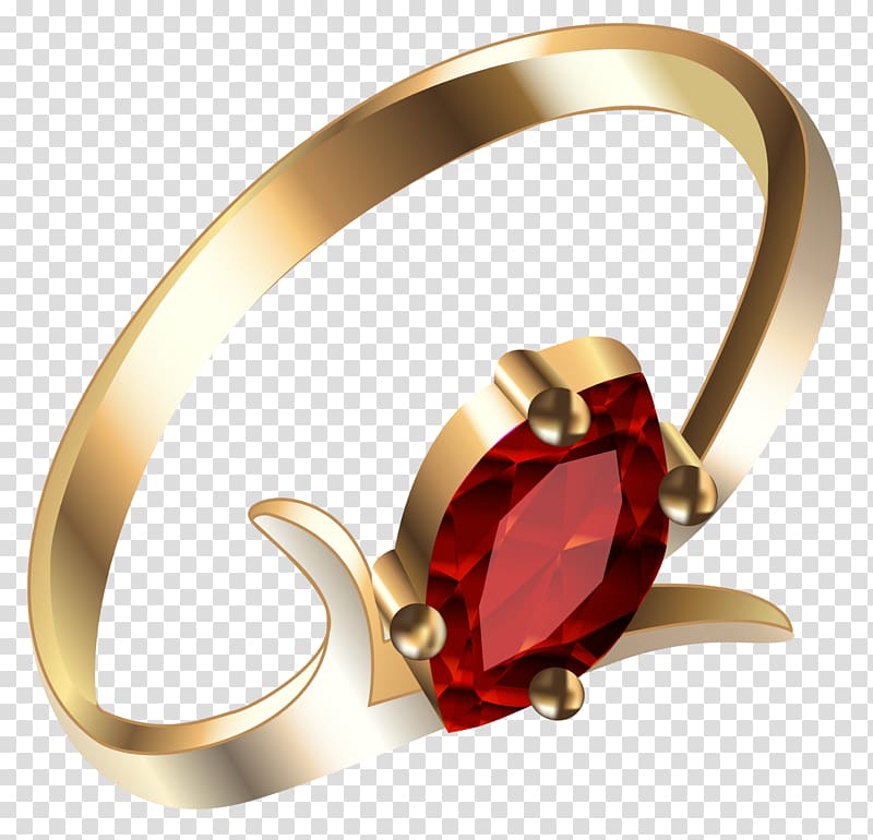oval red gemstone encrusted gold-colored ring, Ruby Earring , Gold Ring with Ruby transparent background PNG clipart