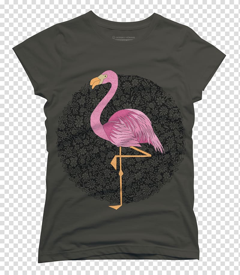 T-shirt Hoodie Top Crew neck, flamingo printing transparent background PNG clipart
