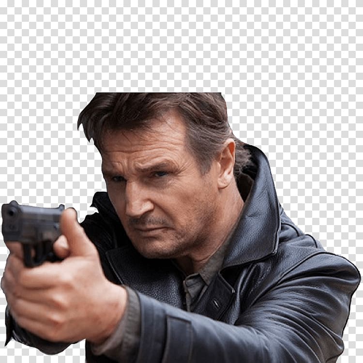 Liam Neeson holding pistol, Liam Neeson Thriller Taken transparent background PNG clipart