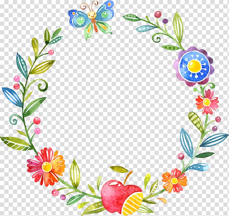 hand-painted cartoon wreath transparent background PNG clipart