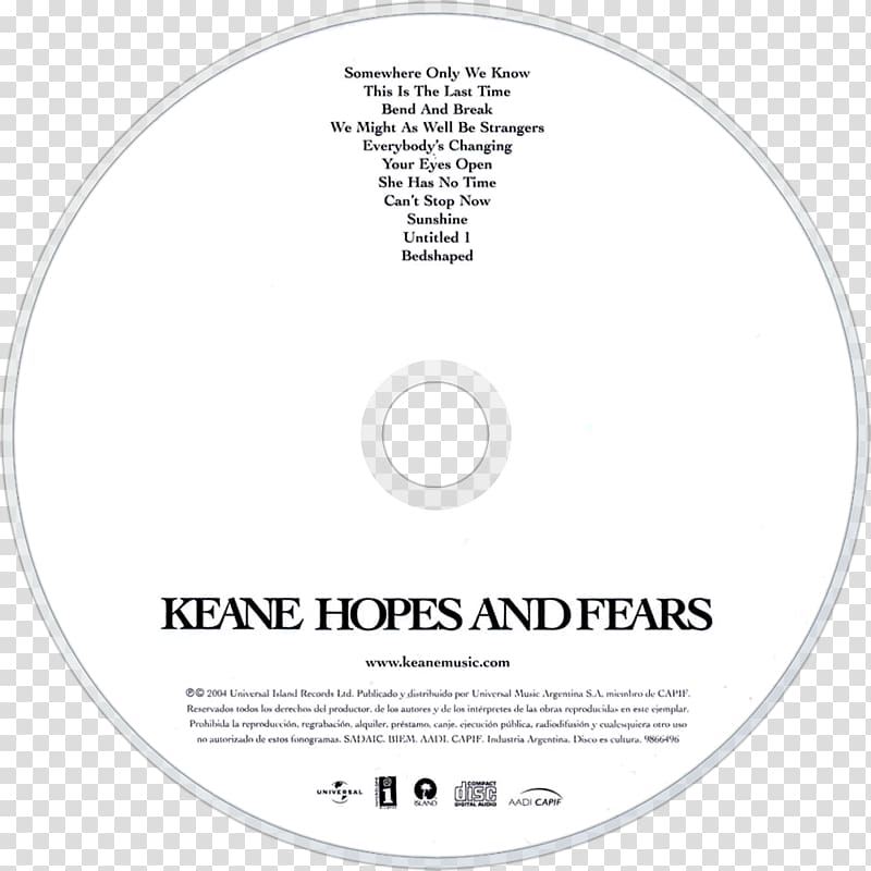 Hopes and Fears Keane Compact disc Brand, fears transparent background PNG clipart