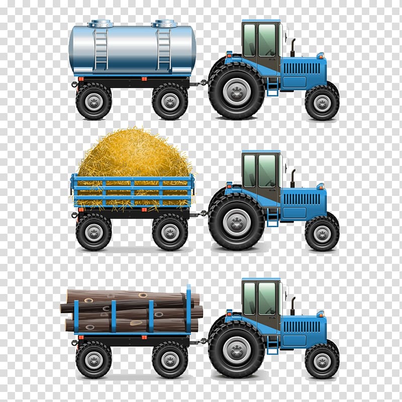 Tractor Semi-trailer truck Agriculture, Hand-painted cartoon tractor trailer transparent background PNG clipart