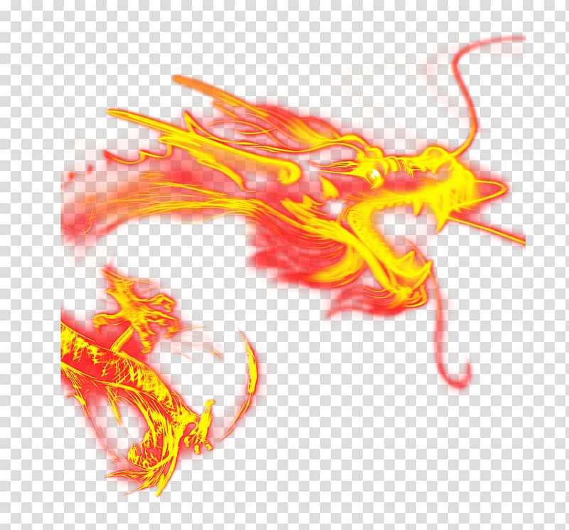 Chinese dragon Fire, Chinese New Year Dragon transparent background PNG clipart