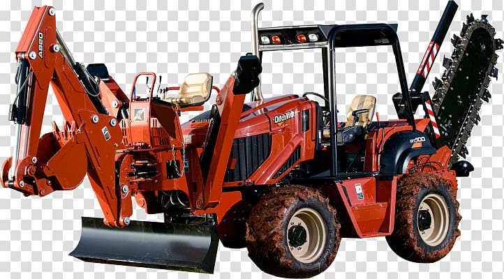 Tractor Machine Bulldozer Motor vehicle, ditch witch backhoe transparent background PNG clipart