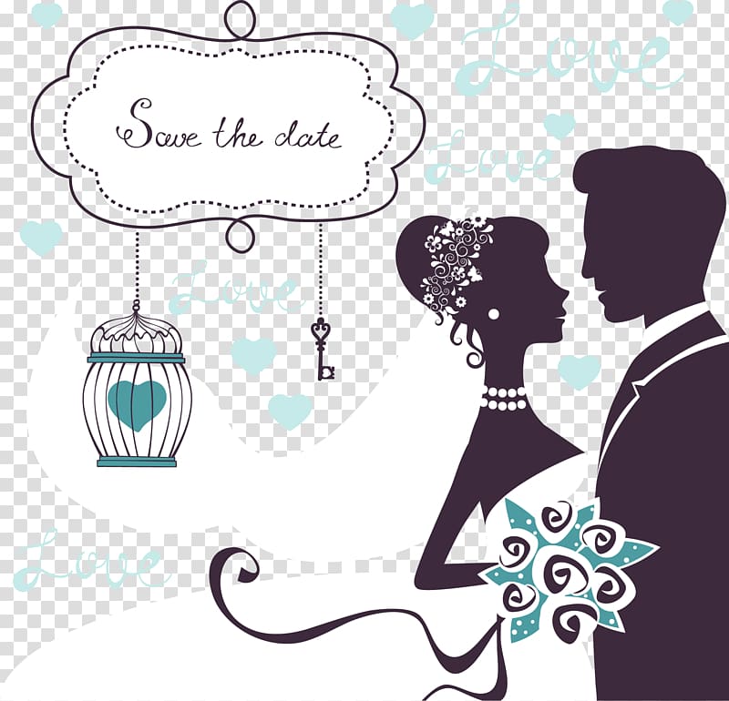 Wedding invitation Bridegroom, Hand-painted bride and groom transparent background PNG clipart