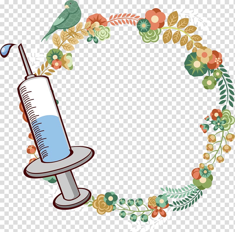 syringe and floral wreath , Nursing Nurse, Syringe nurse fancy ring transparent background PNG clipart