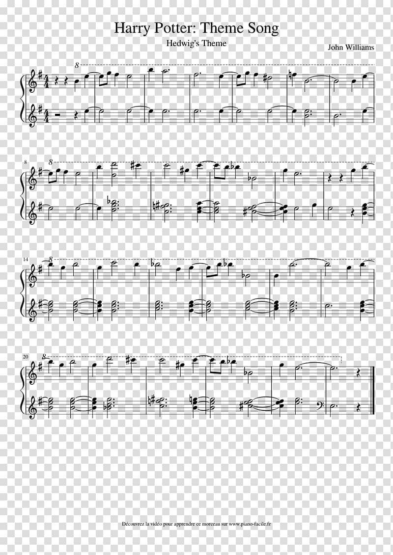 Sheet Music Hedwig\'s Theme Harry Potter Song Theme music, sheet music transparent background PNG clipart