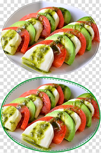 Caprese salad Hors d\'oeuvre Recipe Vegetarian cuisine Kewpe Italiante Basil Sauce, Italian Basil transparent background PNG clipart