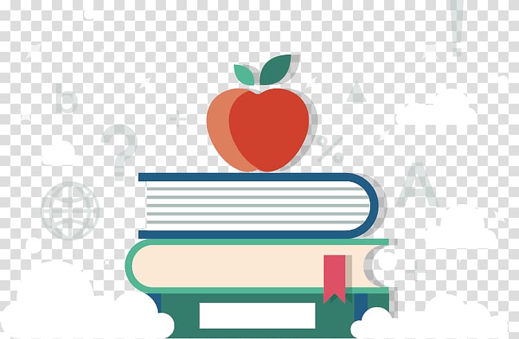 School Illustration, Apple on books transparent background PNG clipart