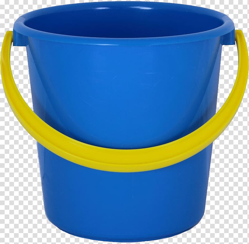 Bucket Plastic Water Pail Mop, Plastic blue bucket transparent background PNG clipart