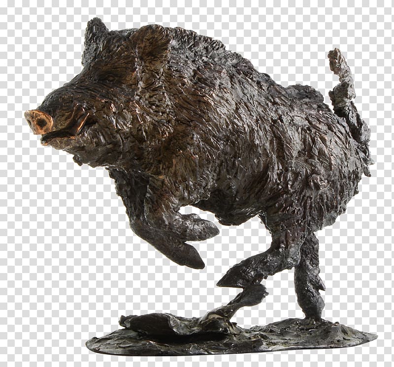 Bronze sculpture Art Wild boar, transparent background PNG clipart