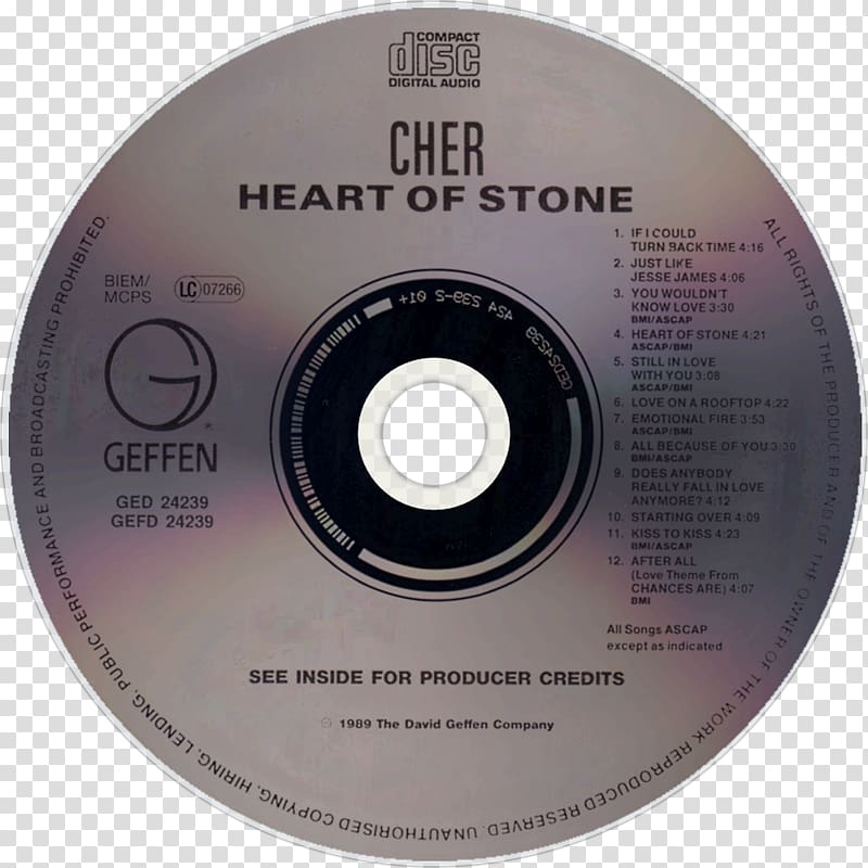 Compact disc Heart of Stone 20th Century Masters: The Millennium Collection: The Best of Cher, Volume 2 Album, stone heart transparent background PNG clipart