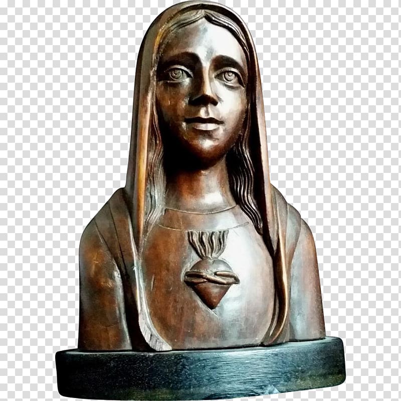 Bronze sculpture Classical sculpture Bust, Immaculate heart of mary transparent background PNG clipart