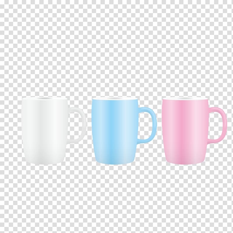 Coffee cup Ceramic Mug Cafe, Three-color mugs transparent background PNG clipart