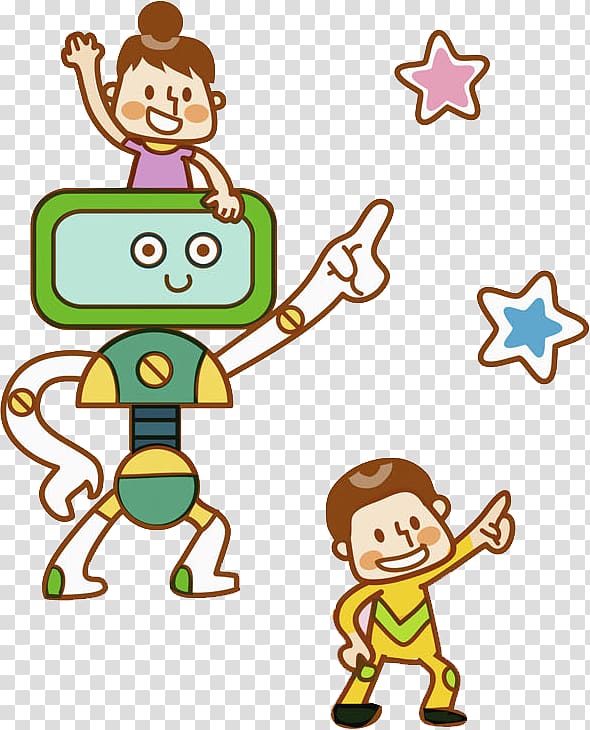 Cartoon Robot , Hand painted child transparent background PNG clipart