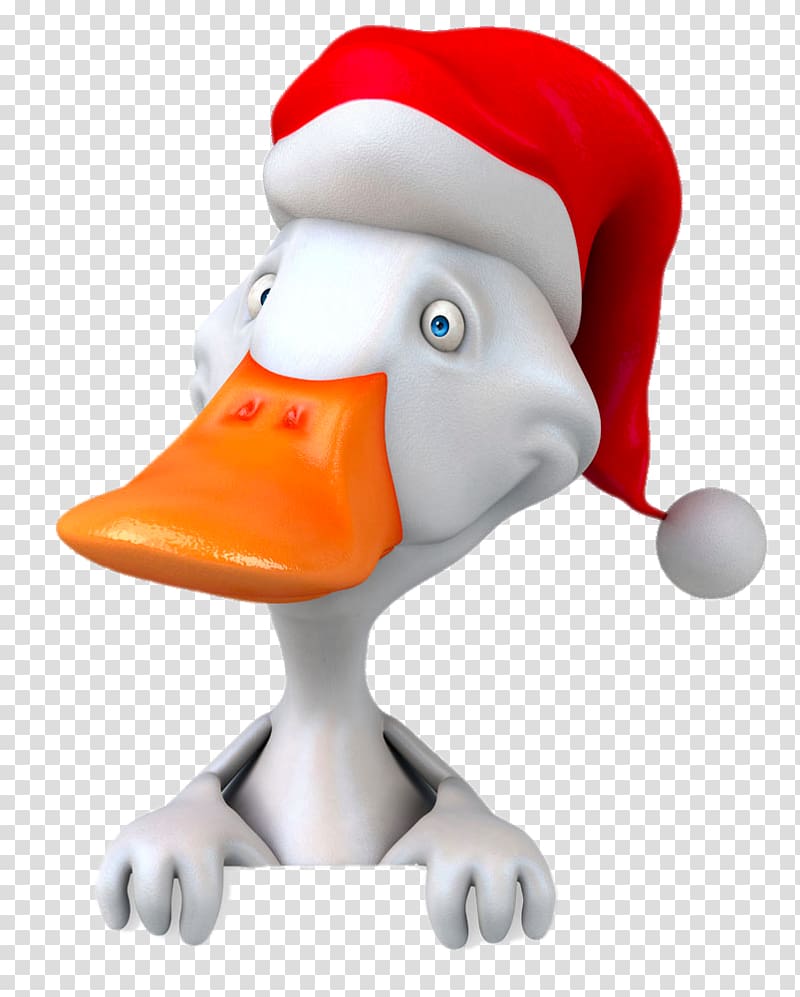 Duck Christmas Illustration, Cartoon duck wearing Christmas hats transparent background PNG clipart