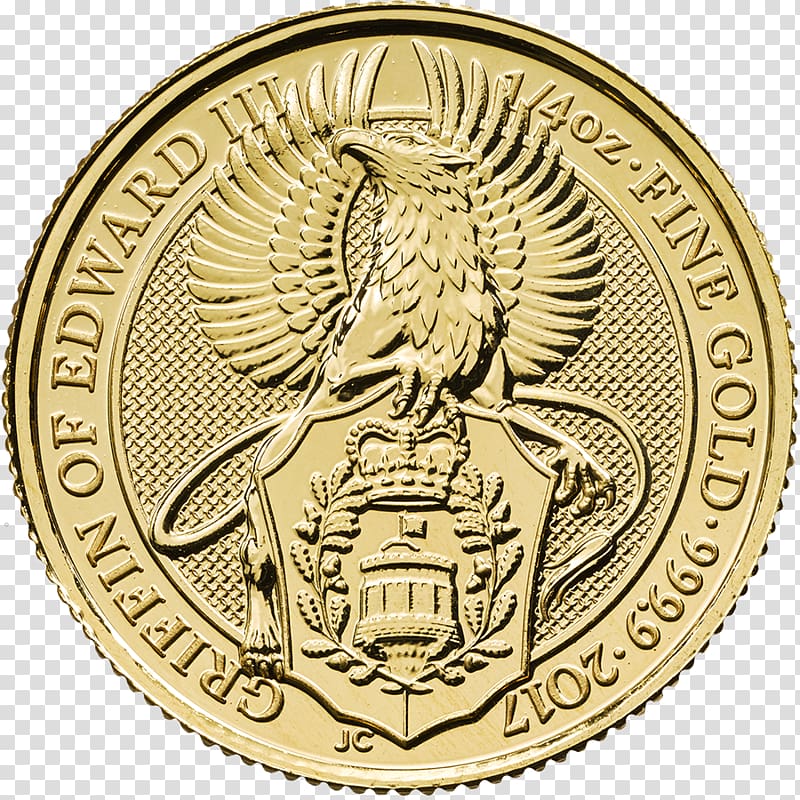 Royal Mint The Queen\'s Beasts Bullion coin Britannia, gold coins transparent background PNG clipart
