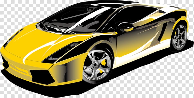 Sports car Lamborghini Gallardo Motors Corporation, Yellow cartoon sports car transparent background PNG clipart