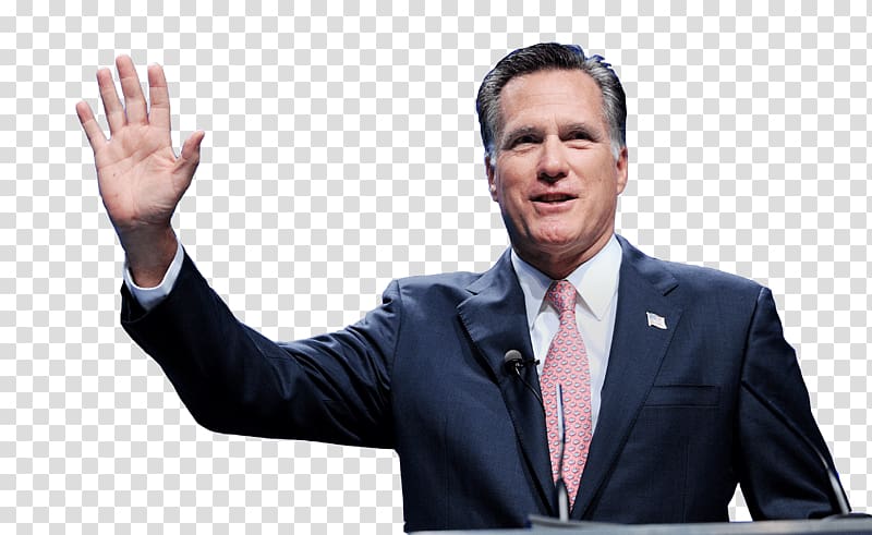 man wearing black suit and waving hand, Mitt Romney Waving transparent background PNG clipart