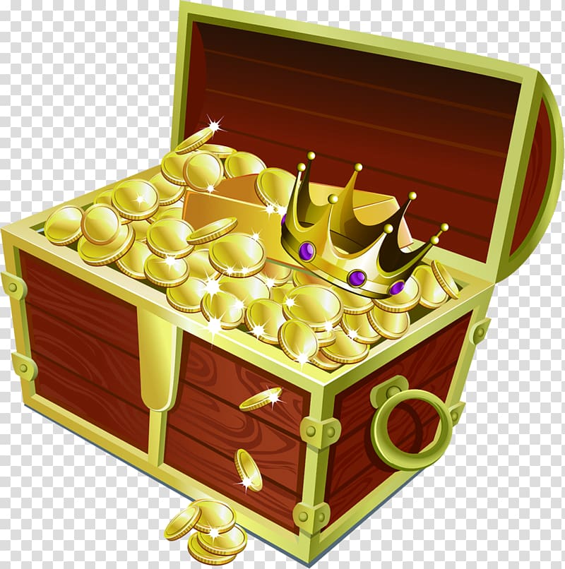 gold crown treasure box cartoon transparent background PNG clipart