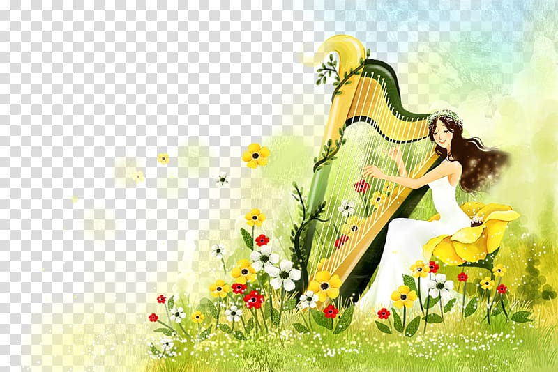 Harp Musical instrument Illustration, Harp beauty transparent background PNG clipart