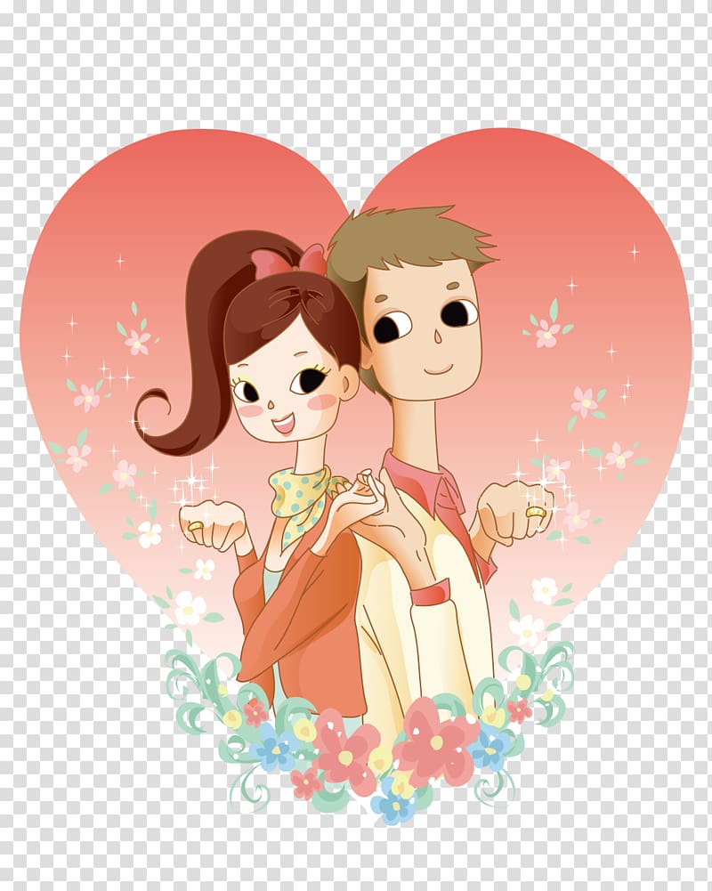 Cartoon Love Drawing , Cartoon bride and groom transparent background PNG clipart