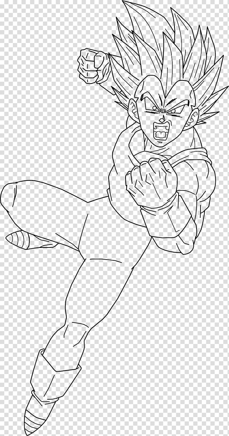 Line art Goku Vegeta Super Saiyan Gogeta, goku, angle, white, monochrome  png