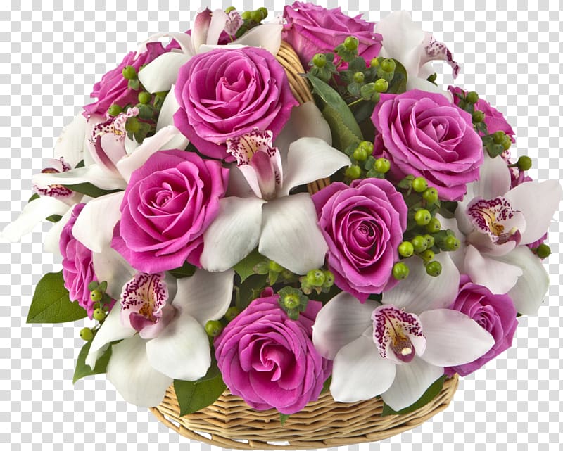 Flower bouquet Cut flowers Rose Basket, boho flowers transparent background PNG clipart